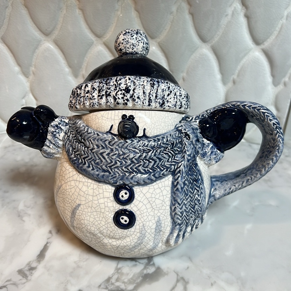 Dedham Pottery Snowman Teapot